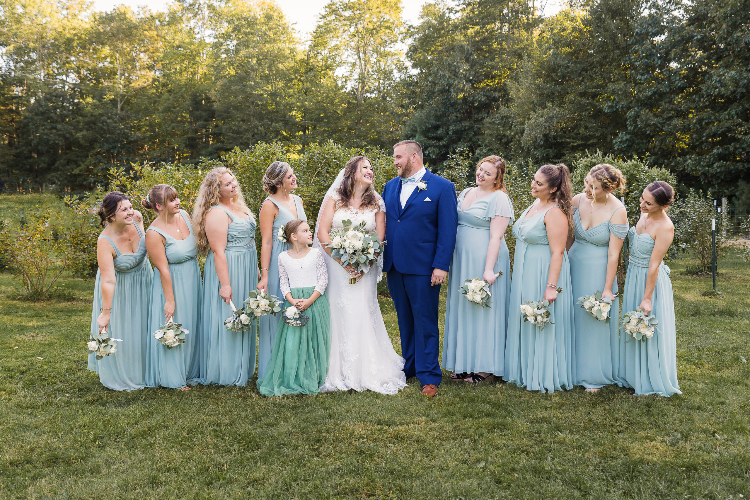 Bride and Groom with Bridesmaids